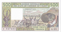 500 франков 1990 года. Того. р806TL