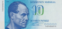 Банкнота 10 марок 1986 года. Финляндия. р113а(16)