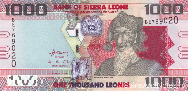 1000 леоне 27.04.2010 года. Сьерра-Леоне. р30