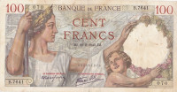 100 франков 22.02.1940 года. Франция. р94(40)