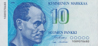 Банкнота 10 марок 1986 года. Финляндия. р113а(11)