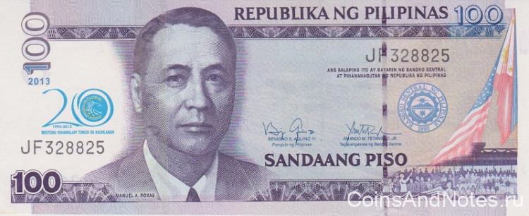 100 песо 2013 года. Филиппины. р218