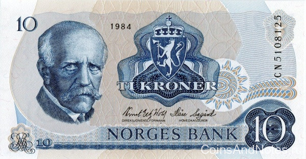 10 крон 1984 года. Норвегия. р36с