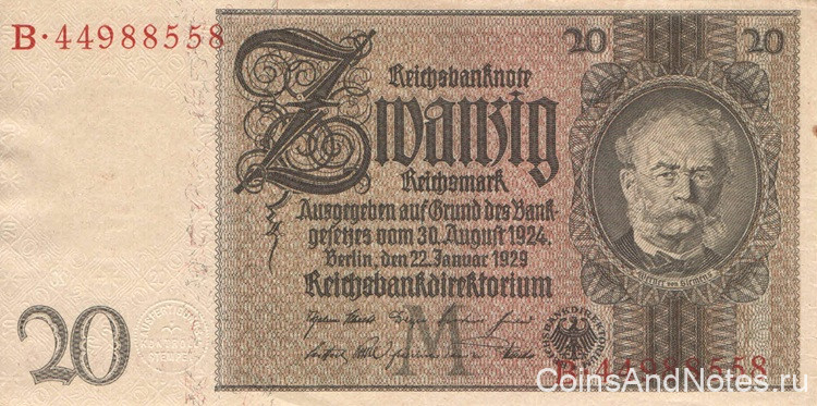 20 марок 1929 года. Германия. p181a(2)