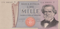 Банкнота 1000 лир 1969 года. Италия. р101а