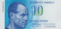 Банкнота 10 марок 1986 года. Финляндия. р113а(10)