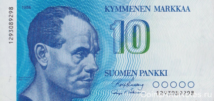 10 марок 1986 года. Финляндия. р113а(10)