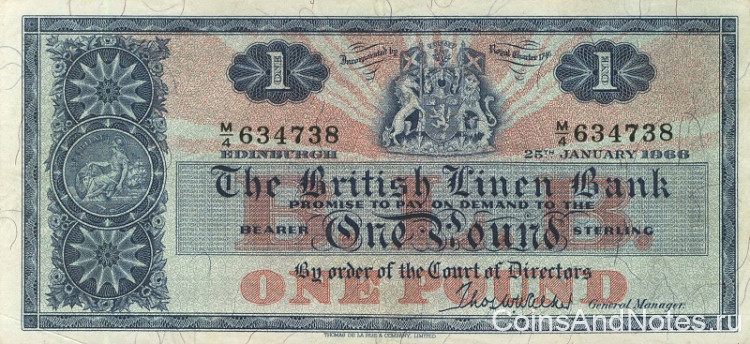 1 фунт 1966 года. Шотландия. р166с(66)