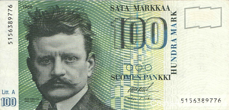 100 марок 1986 года. Финляндия. р119(15)