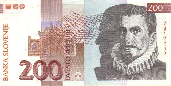 200 толаров 15.01.2004 года. Словения. р15d