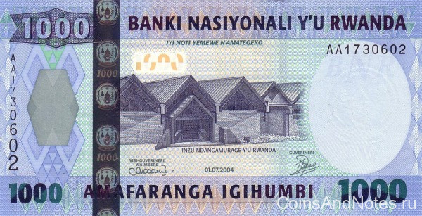1000 франков 01.07.2004 года. Руанда. р31