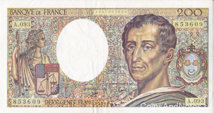 200 франков 1990 года. Франция. р155d(90)