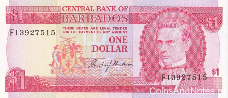 1 доллар 1973 года. Барбадос. р29