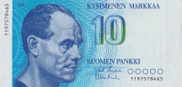 Банкнота 10 марок 1986 года. Финляндия. р113а(6)