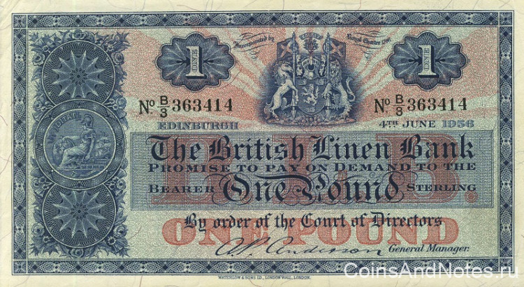 1 фунт 1956 года. Шотландия. р157d(56)