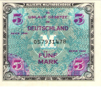 5 марок 1944 года. Германия. (Британская зона оккупации). р193b