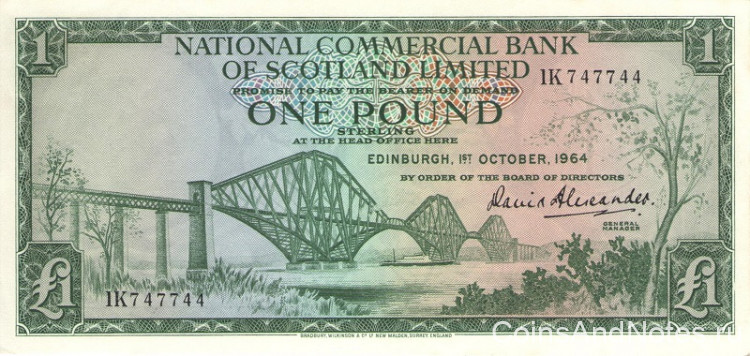 1 фунт 1964 года. Шотландия. р269