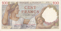 100 франков 19.05.1939 года. Франция. р94(39)