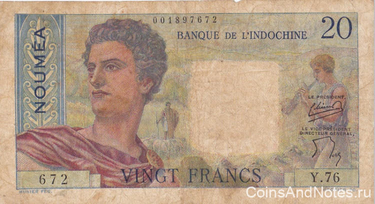 20 франков 1951-1963 годов. Новая Каледония. р50b