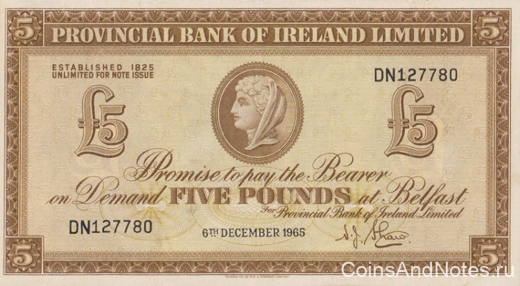 5 фунтов 1965 года. Северная Ирландия. р244