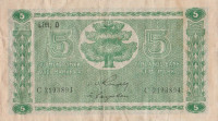 Банкнота 5 марок 1939 года. Финляндия. р69а(22)