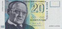 Банкнота 20 марок 1993 года. Финляндия. р122(10)