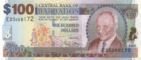 100 долларов 2007 года. Барбадос. р71а