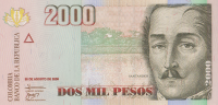 2000 песо 30.08.2008 года. Колумбия. р457j