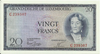 20 франков 1955 года. Люксембург. р49