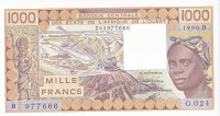 1000 франков 1990 года. Бенин. р207Bi