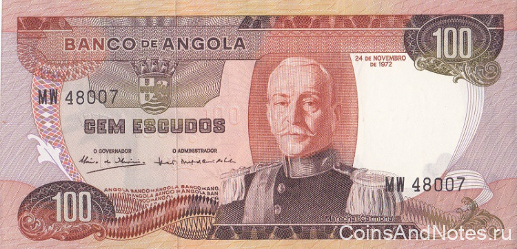 100 эскудо 24.11.1972 года. Ангола. р101