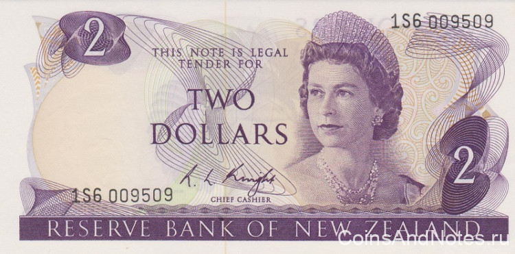 2 доллара 1967-1981 годов. Новая Зеландия. р164с