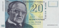 Банкнота 20 марок 1993 года. Финляндия. р122(8)