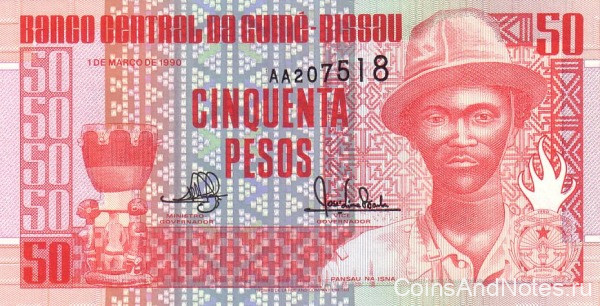 50 песо 01.03.1990 года. Гвинея-Биссау. р10