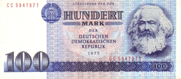 100 марок 1975 года. ГДР. р31b