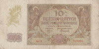 Банкнота 10 злотых 1940 года. Польша. р94