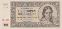 Банкнота 1000 крон 1945 года. Чехословакия. р74с
