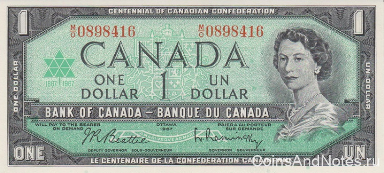 1 доллар 1967 года. Канада. р84b