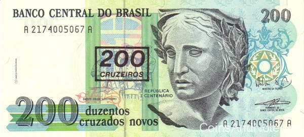 200 крузейро 1990 года. Бразилия. р225b