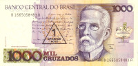 Банкнота 1 новый крузадо 1989 года. Бразилия. р216c