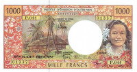 Банкнота 1000 франков 1992-2013 годов. Тихоокеанские территорие. р2к
