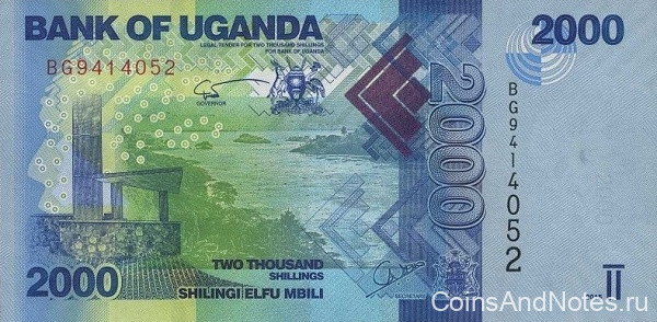 2000 шиллингов 2015 года. Уганда. р50с