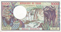 1000 франков 01.06.1984 года. Чад. р7