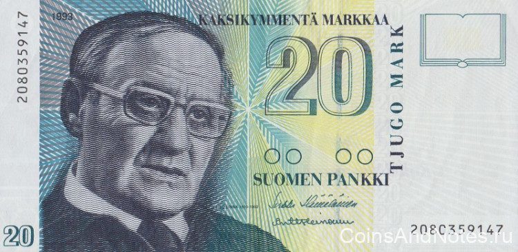 20 марок 1993 года. Финляндия. р122(8)