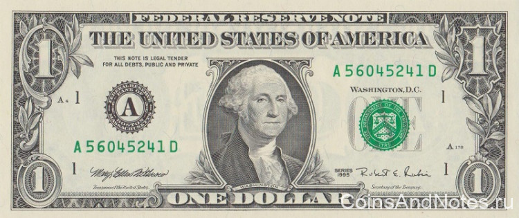 1 доллар 1995 года. США. р496(А)