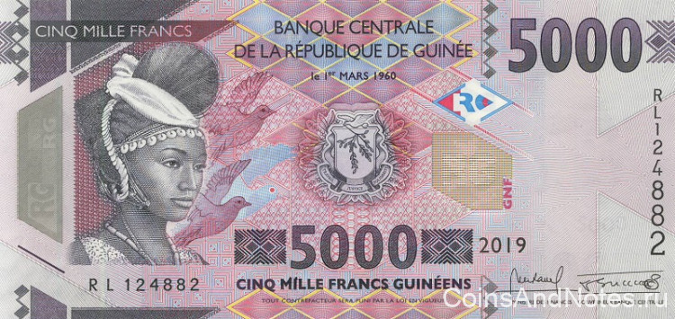 5000 франков 2019 года. Гвинея. р49(19)