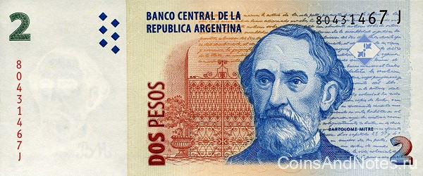 2 песо 2002 года. Аргентина. р352(6)
