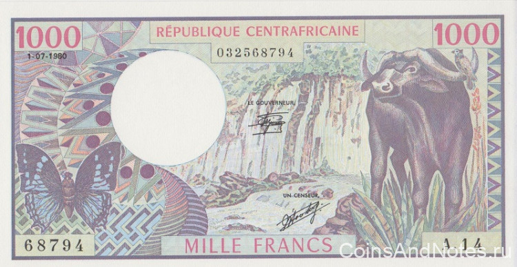 1000 франков 1980 года. ЦАР. р10