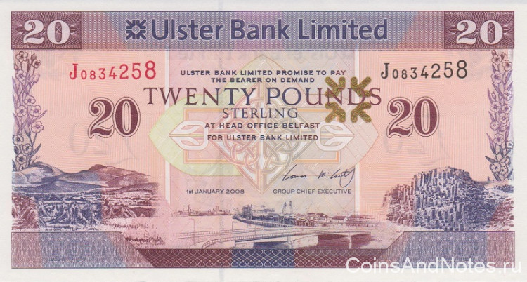 20 фунтов 2008 года. Северная Ирландия. р342а