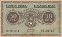 Банкнота 50 пенни 1918 года. Финляндия. р34(8)